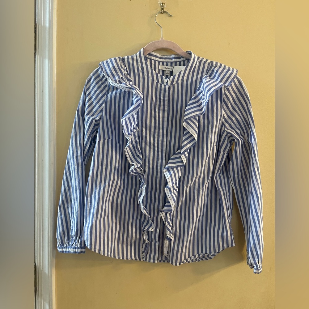 Madewell Whitney Striped Ruffle Blouse, medium